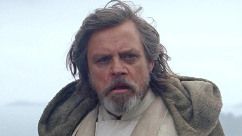 Luke Skywalker staring at Rey