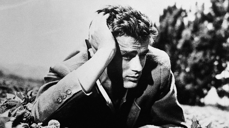 James Dean lying in the sand