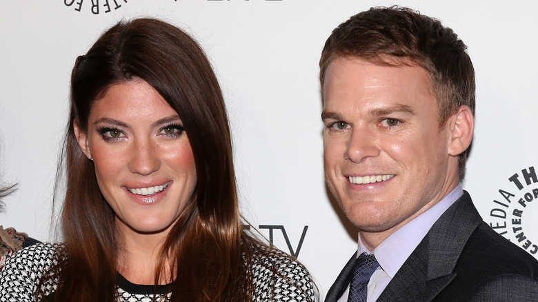 Jennifer Carpenter and Michael C. Hall grinning