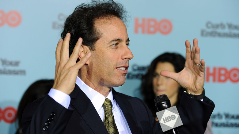 Press interviewing Jerry Seinfeld