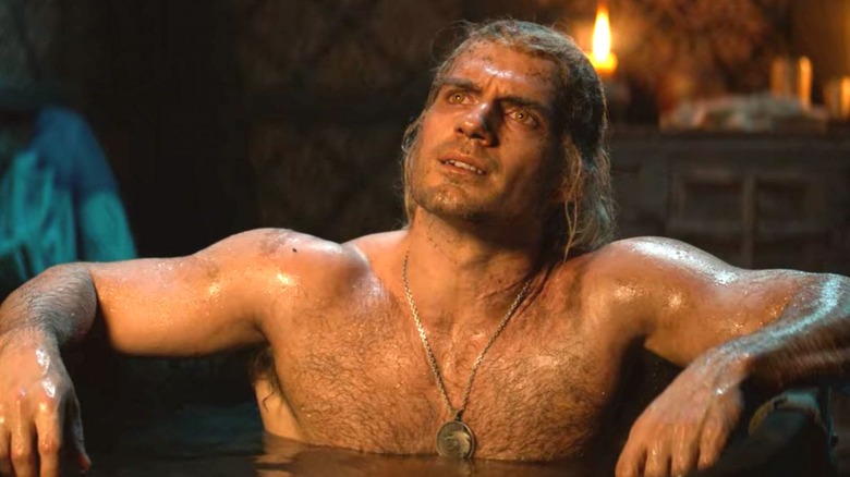Geralt of Rivia bathing naked