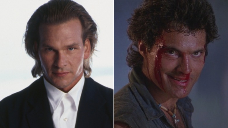 Patrick Swayze reacts as Jimmy Reno smiles