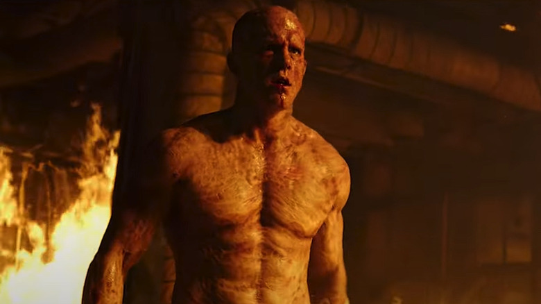 Wade Wilson on fire naked