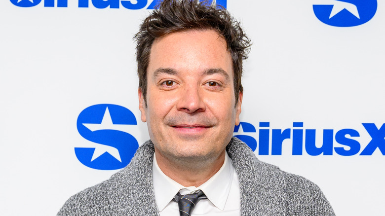 Jimmy Fallon smiling in grey sweater