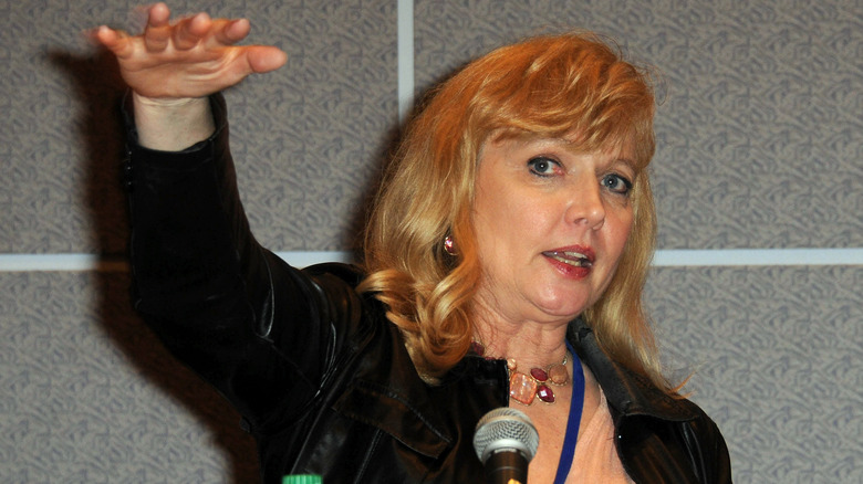 Cindy Morgan speaking at event