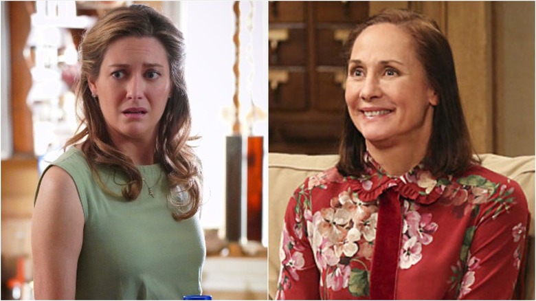 Zoe Perry in Young Sheldon and Laurie Metcalfe in The Big Bang Theory