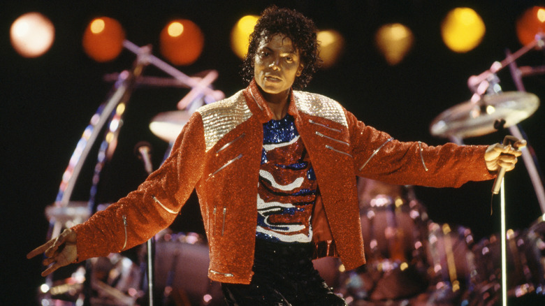 Michael Jackson performs on stage