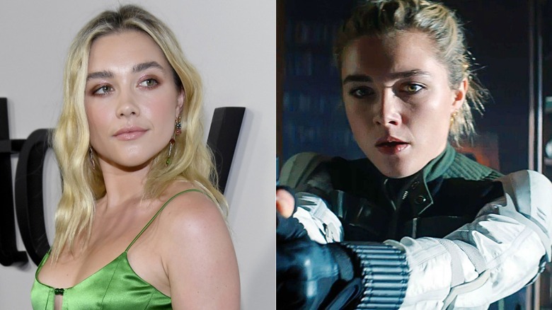 Florence Pugh posing and Yelena