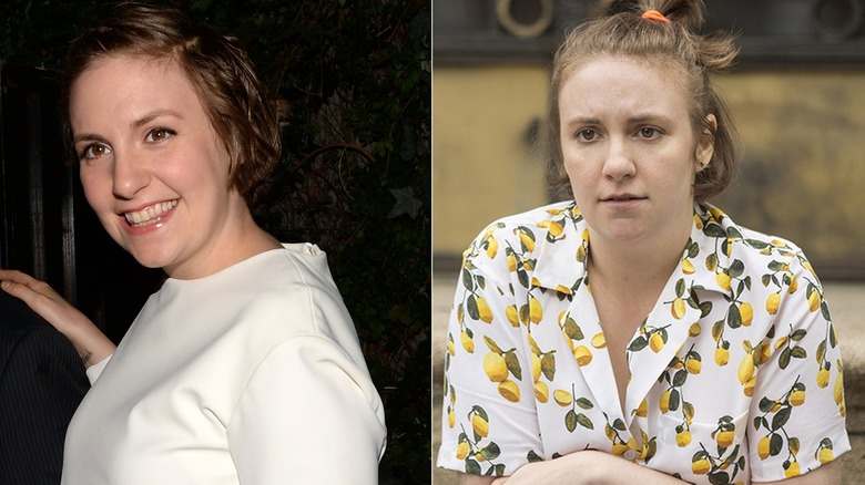 Lena Dunham smiling by Hannah Norvath