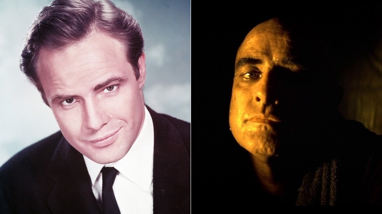 Brando in the 60s; Kurtz shrouded in darkness