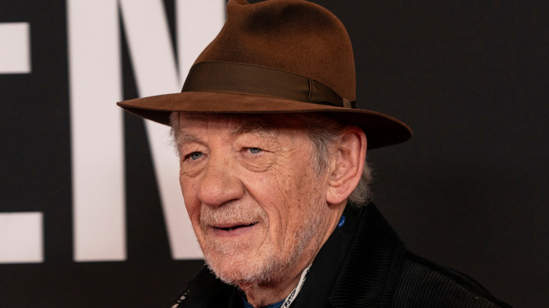 Ian McKellen wearing brown fedora