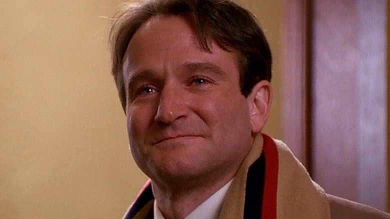 Robin Williams smiling tearily