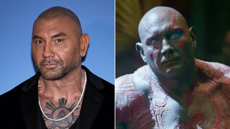 Dave Bautista looks into the camera