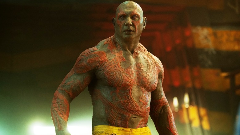 Drax with a worried expression