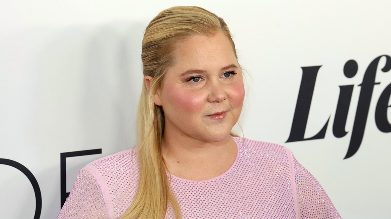 Amy Schumer wearing purple