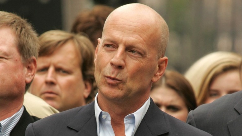 Bruce Willis pursing lips