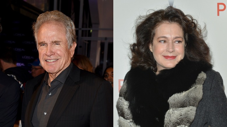 Warren Beatty and Sean Young smiling