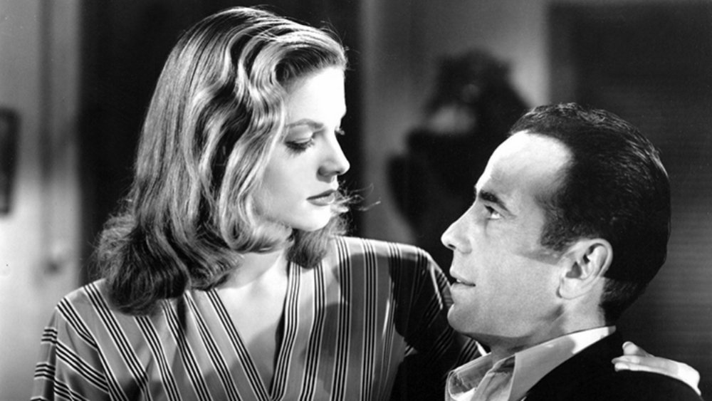 Lauren Bacall gazing at Humphrey Bogart