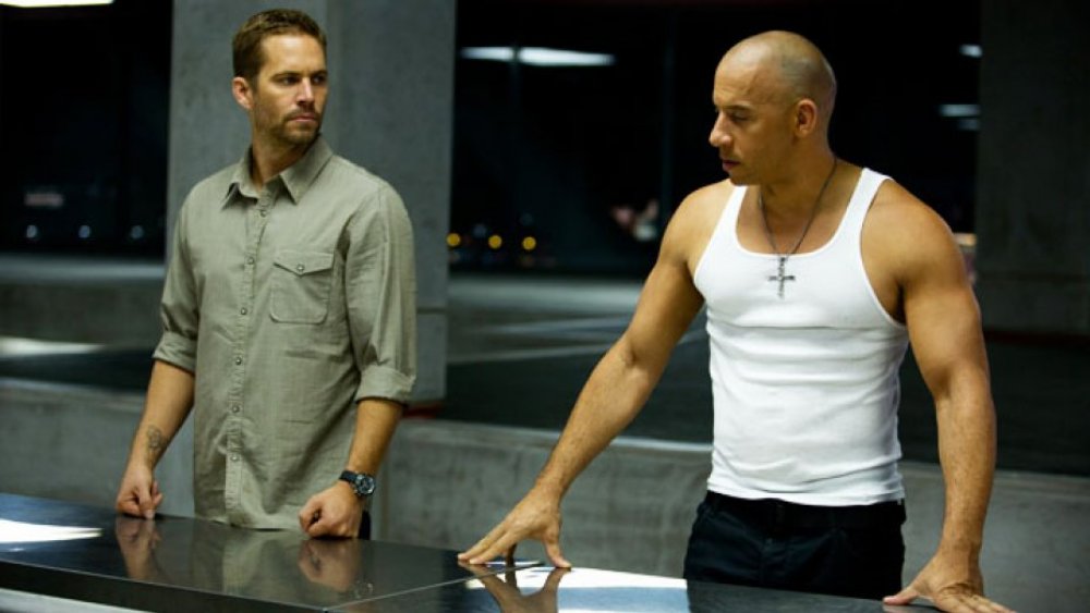 Paul Walker looks at Vin Diesel