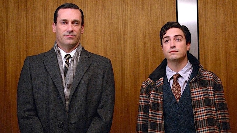 Jon Hamm and Ben Feldman in elevator