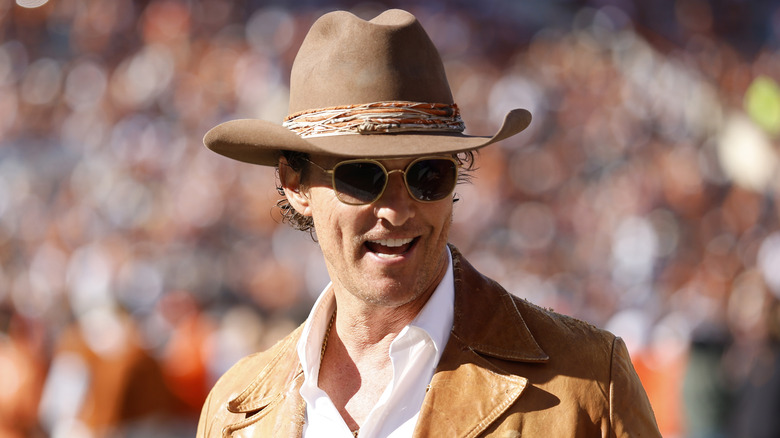 Matthew McConaughey at a playoff game in Texas