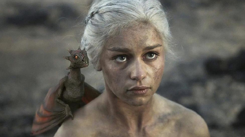 Dragon on Daenerys' shoulder