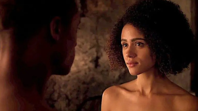 Missandei looking at Grey Worm