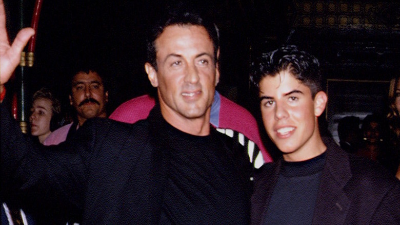 Sylvester and Sage Stallone stand together