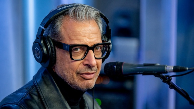 Jeff Goldblum gives a sideways glance at mic