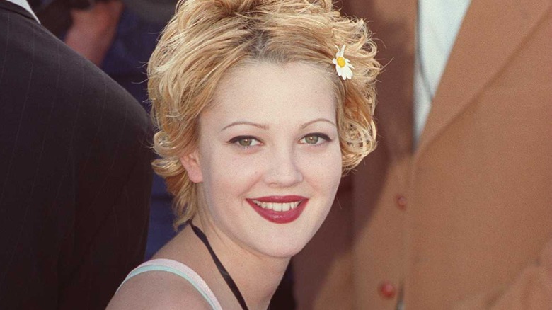 Drew Barrymore smiling in green dress