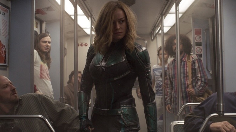 Captain Marvel on train