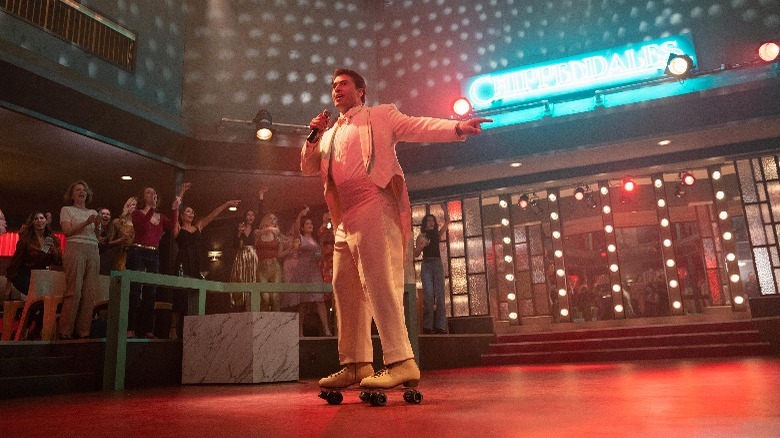 Larry on skates in Welcome to Chippendales