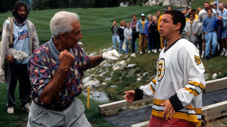 Bob Barker and Happy Gilmore fighting on golf course