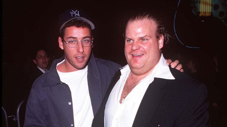 Adam Sandler and Chris Farley smiling