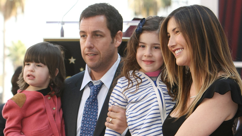 Adam Sandler with wife and young daughters