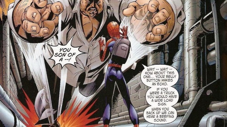 Spider-Man mocks the Kingpin