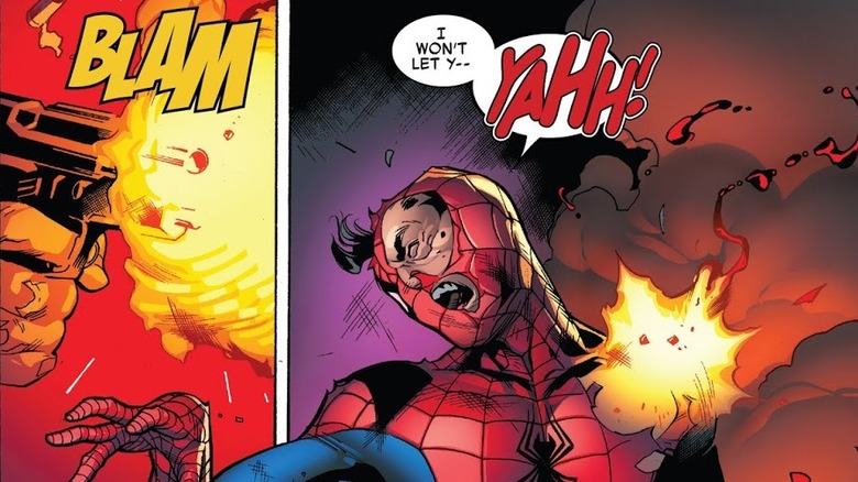 Spider-Man gets shot protecting someone