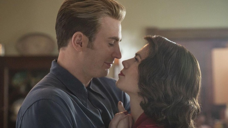 Steve Rogers hugging Peggy Carter