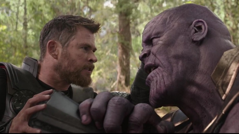 Thor attacking Thanos