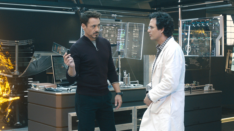 Tony Stark and Bruce Banner in lab