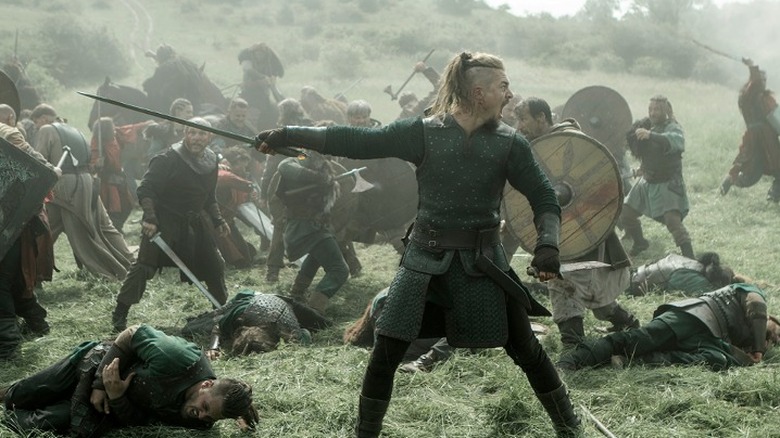 Uhtred points sword in battle