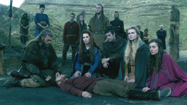 Group of mourning Icelanders in "Vikings"