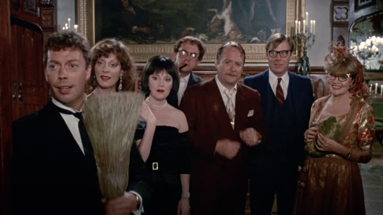 Tim Curry and the cast of Clue acting in Clue