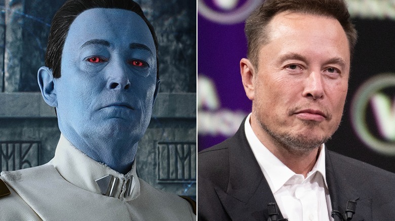 Ahsoka's Thrawn next to Elon Musk photo