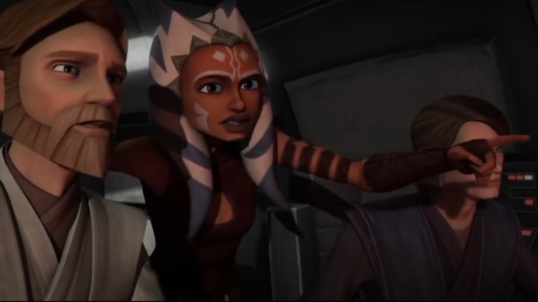 Ahsoka pointing beside Obi-Wan