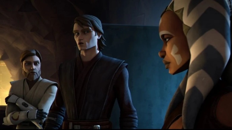 Ahsoka, Obi-Wan, Anakin in cave