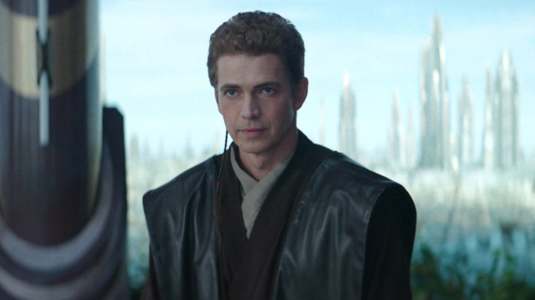 Anakin Skywalker stands near Coruscant window