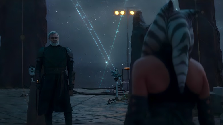 Baylan Skoll and Ahsoka staring at each other