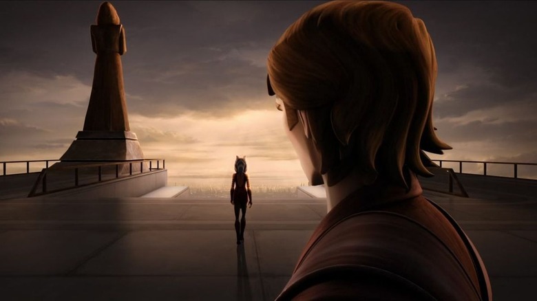 Anakin watches Ahsoka walk away