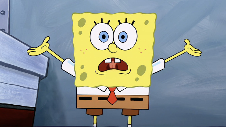 SpongeBob shrugging and looking surprised